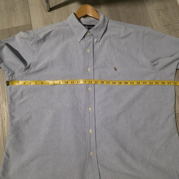 Ralph Lauren Classic Fit Button Down Shirt XXL Light Blue Short Sleeve - Picture 8 of 11